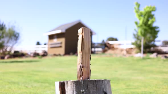 Sharp Steel Axe Splitting and Chopping Wood Log for Timber, Slow Motion