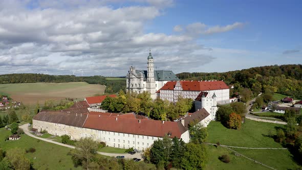 Aerial view of Neresheim Abbey, Germany