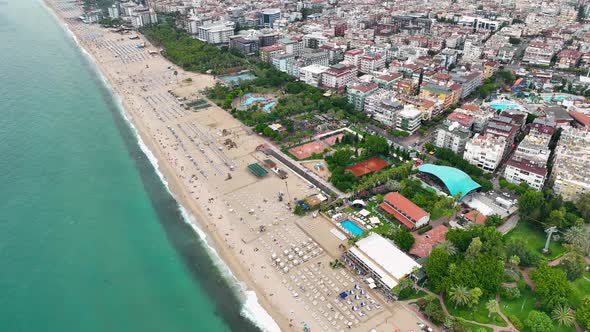 Beach Bar aerial view 4k Turkey Alanya