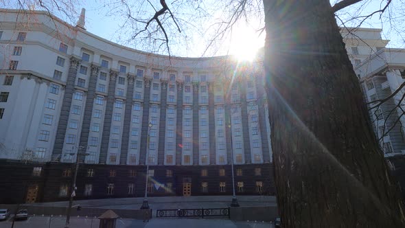 Government Building of Ukraine in Kyiv  Cabinet of Ministers Slow Motion