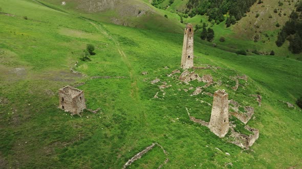 Medieval Tower Complex in Mountains