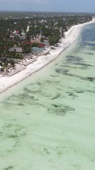 Vertical Video Boats in the Ocean Near the Coast of Zanzibar Tanzania