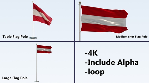 Austria Flag Pole Pack 4k-Loop