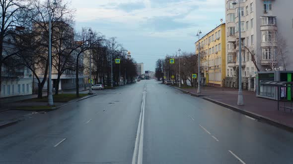 Aerial View of an Empty City During a Pandemic