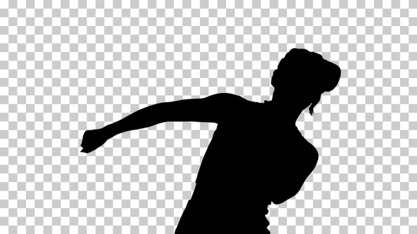 Silhouette girl using VR dancing, Alpha Channel. alt