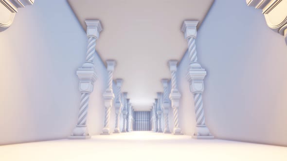 Empty Corridor With Columns Palace 4K 05