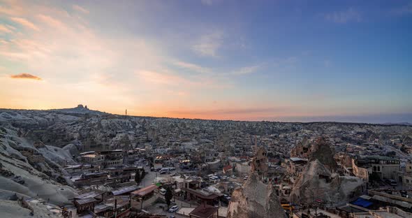 Sun Goes Down Behind Uchisar Castle