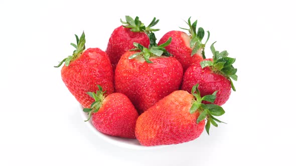 fresh strawberry isolated on white background, rotate