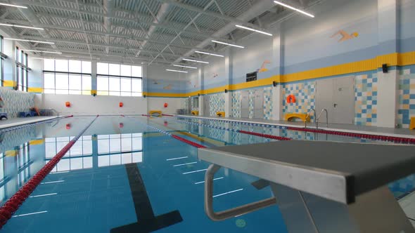 Swimming Pool with Clear Blue Water at Athletic Center