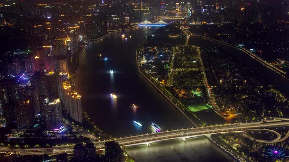 Guangzhou Pearl River Divides Districts in China Timelapse