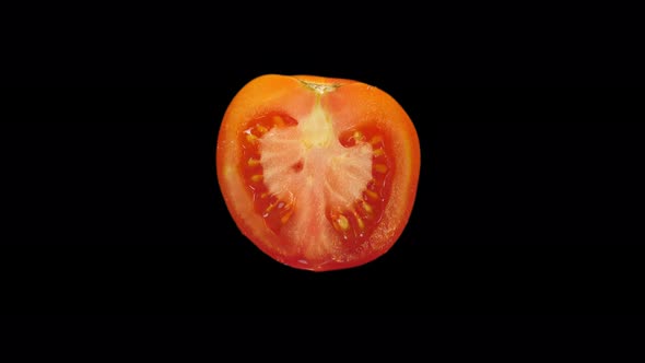 Realistic Slice Of Red Tomato Rotating With Alpha Channel