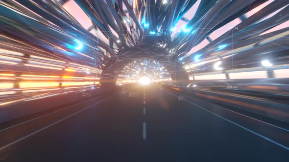 Flying in a Futuristic Fiber Optic Tunnel with a Road