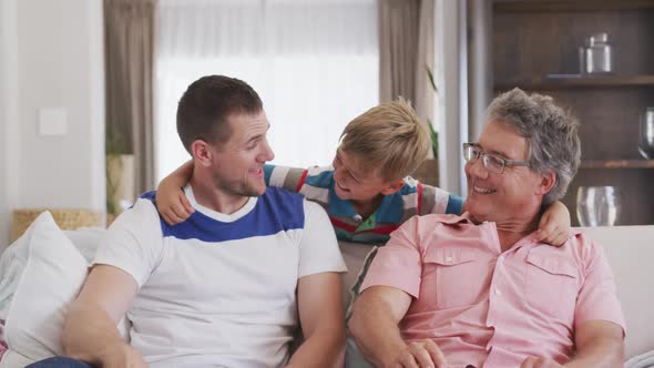 Happy family in a house