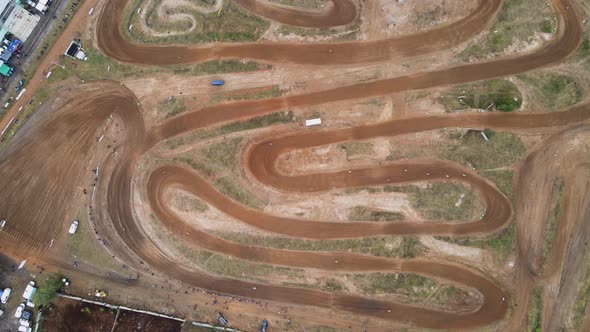 Aerial View of the Winding Motocross Track From a Bird's Eye View