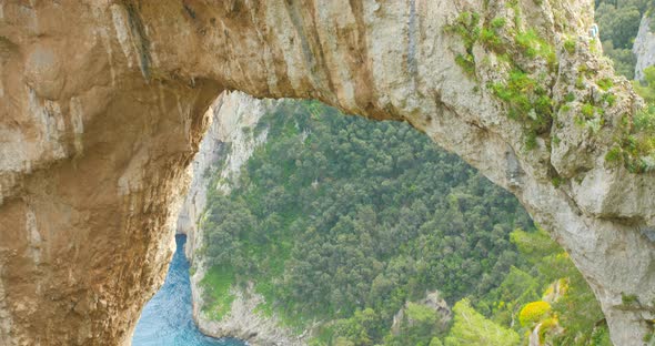 Arco Naturale - a natural arch on the east coast of the island of Capri in Italy - tilt down