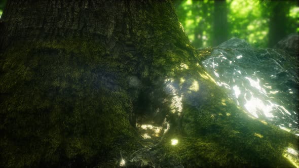 Morning in the Misty Spring Forest with Sun Rays alt