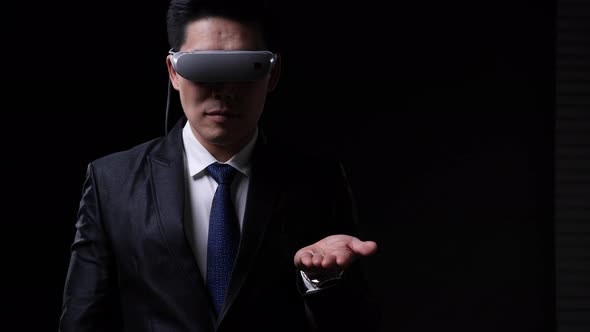 Businessman wearing VR glassese