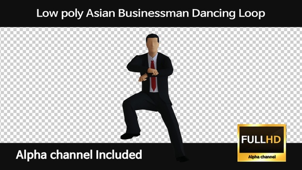 Low Poly Asian Businessman Dancing Loop