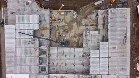 Cranes On Construction Top View