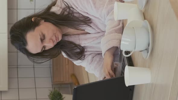 Exhausted Woman Freelancer Overwhelmed with Job