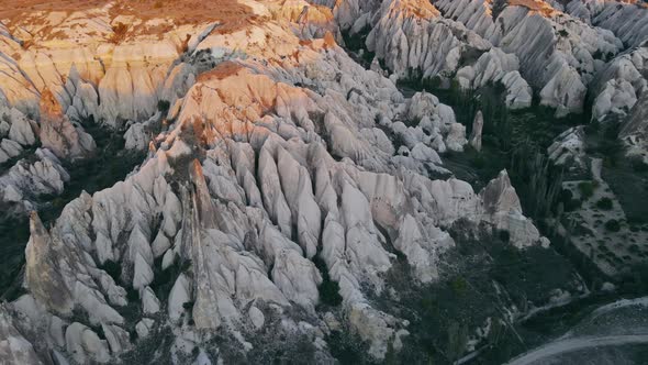 Majestic Aerial View of Volcanic Mountains in Goreme National Park Cappadocia