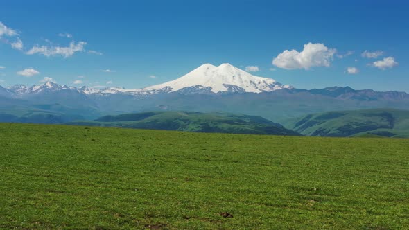 Mount Elbrus and Hills Caucasus Mountains