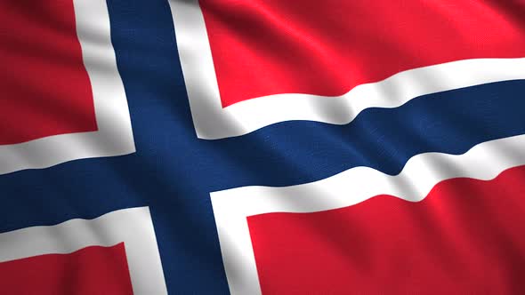 Flag of Norway Slow Motion Waving Background Seamless Loop