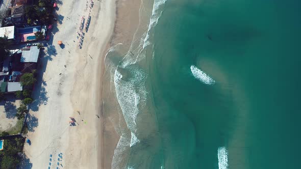 Brazilian Maresias beach landmark. Tropical summer beach.