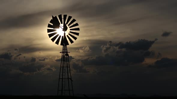 Windmill Against A Setting Sun