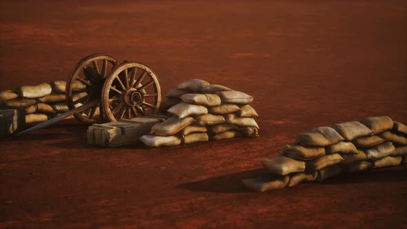 Gun Behind Sandbags During the U.S. Civil War