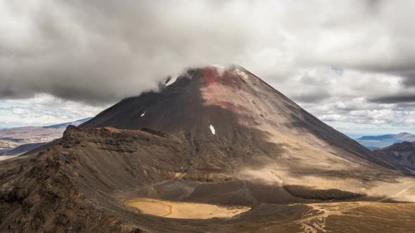 Dramatic Clouds over Volcanic Mount Doom Mountains in Tongariro National Park Nature in New Zealand