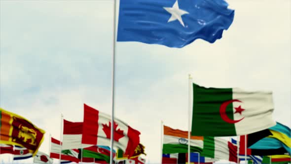 Somalia Flag With World Globe Flags Morning Shot alt