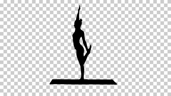 Silhouette yogi woman, Alpha Channel