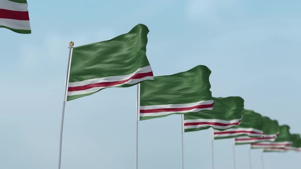 Chechen Republic Of Ichkeria  Row Of Flags 