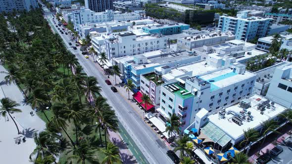 Coast city of Miami Beach Florida United States. Tropical scenery.