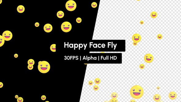 Happy Laugh React Face Fly Emoji with Alpha