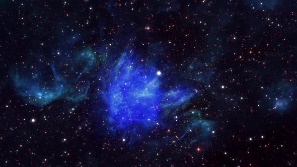 Looped seamlessly repeating 3D animation of space travel through numerous constellations