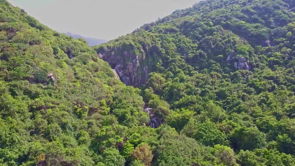 Panoramic Aerial View Mountains Covered with Tropical Woods