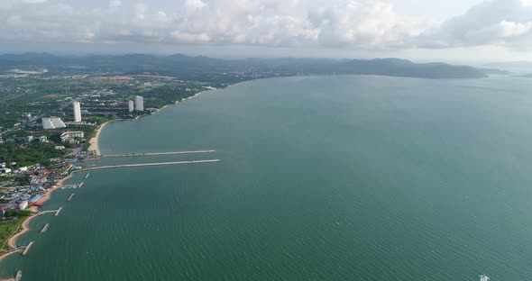 Aerial view Flying Pattaya beach Thailand