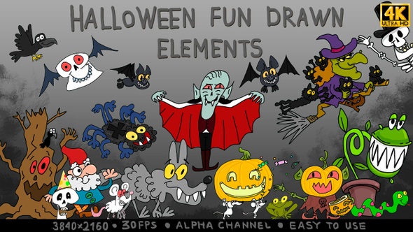 Halloween Fun Drawn Elements alt