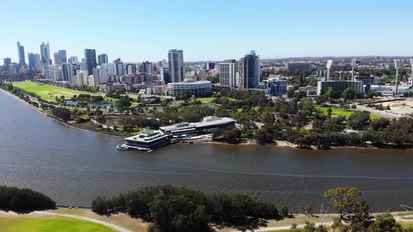 Aerial View of a Riverside City in Australia