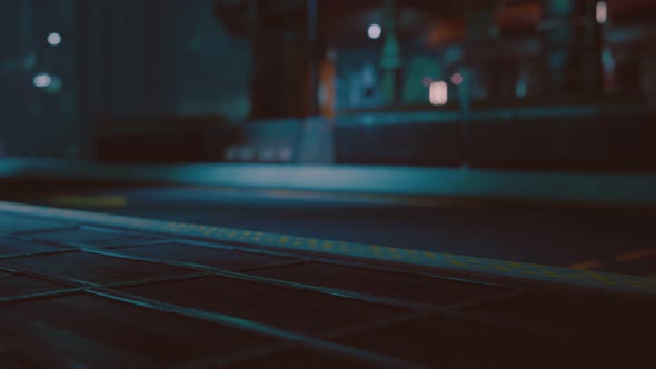 Futuristic Street with Neon Glow at Night alt