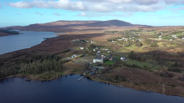 Aerial View of Dunlewey Next To Mount Errigal in County Donegal - Ireland