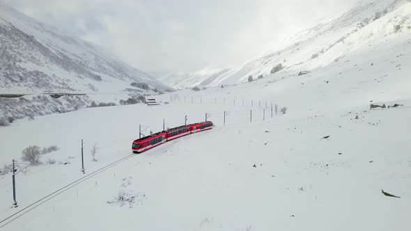 Ski Train in Switzerland Used to Shuttle Passengers and Skiers to Ski Resorts