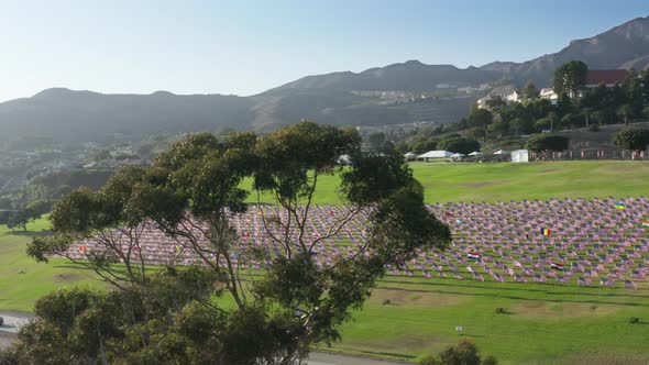 Massive 911 Tribute Waves of Flags Along Picturesque Highway