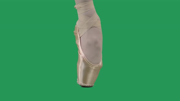 Pointe Shoes Professional Ballet Shoes on Green Screen