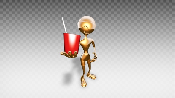 Gold 3D Man - Cartoon Show FastFood alt