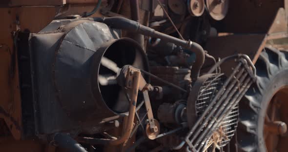 Mechanism of an Old Rust Combine Harvester