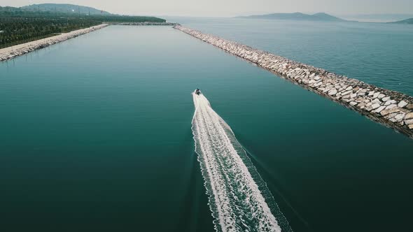 White Speed Boat Aerial