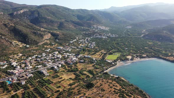 Aerial View of the Sea and Coastline with the Mountains in the Background, Istro, Crete, Greece